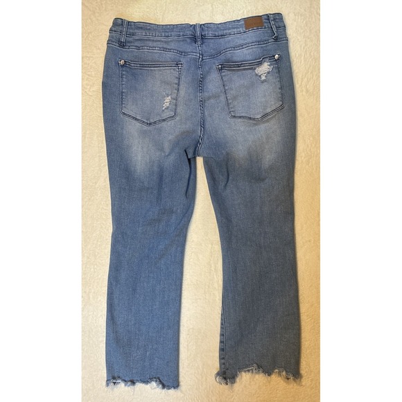 Judy Blue Straight Crop Jeans Women's Distressed Ripped Blue Denim Size 15/32 - Picture 7 of 11